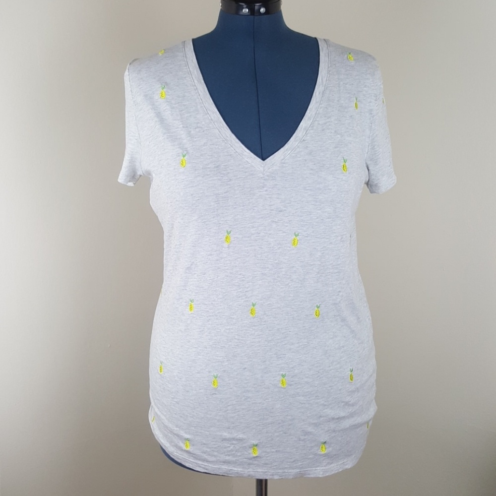 Merona Lemon Embroidered Gray  T-shirt Size XXL